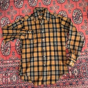 Vintage Late 50’s McGregor Men’s Shirt Shadow Plaid Wool Blend Sz M Made in USA